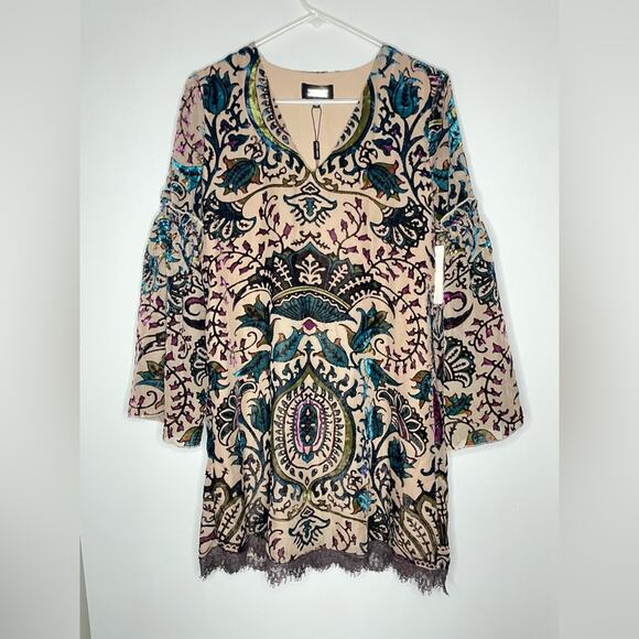 NWT New Alexia Admor Velvet Burnout Patterned Boho Tunic Dress Size S - Picture 3 of 9